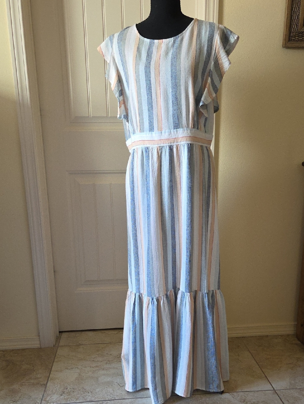 For Cynthia Striped Maxi Dress, Size L